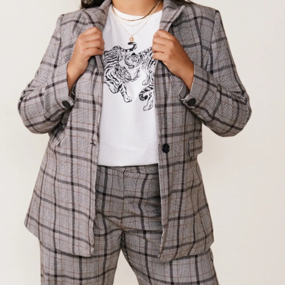 Able Brand Plaid Blazer